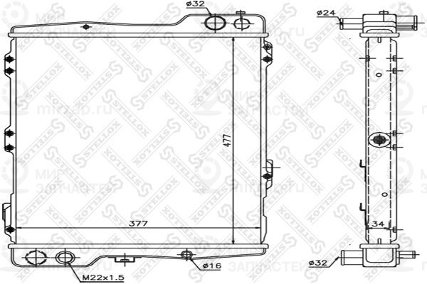 Радиатор, охлаждение двигателя STELLOX 1025532SX