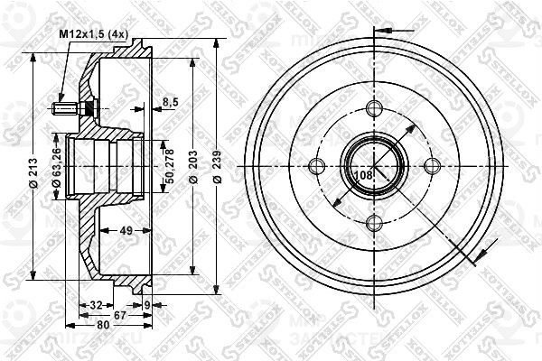 Тормозной барабан STELLOX 60252529SX
