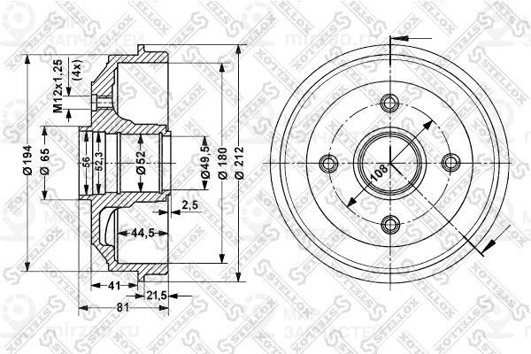 Тормозной барабан STELLOX 60253705SX