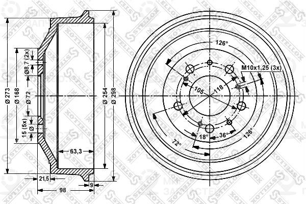 Тормозной барабан STELLOX 60269906SX
