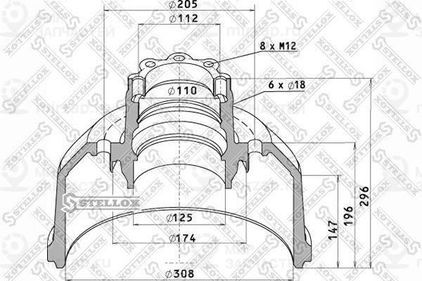 Тормозной барабан STELLOX 8500065SX