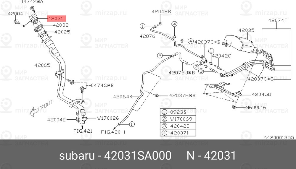 Запчасть SUBARU 42031SA000