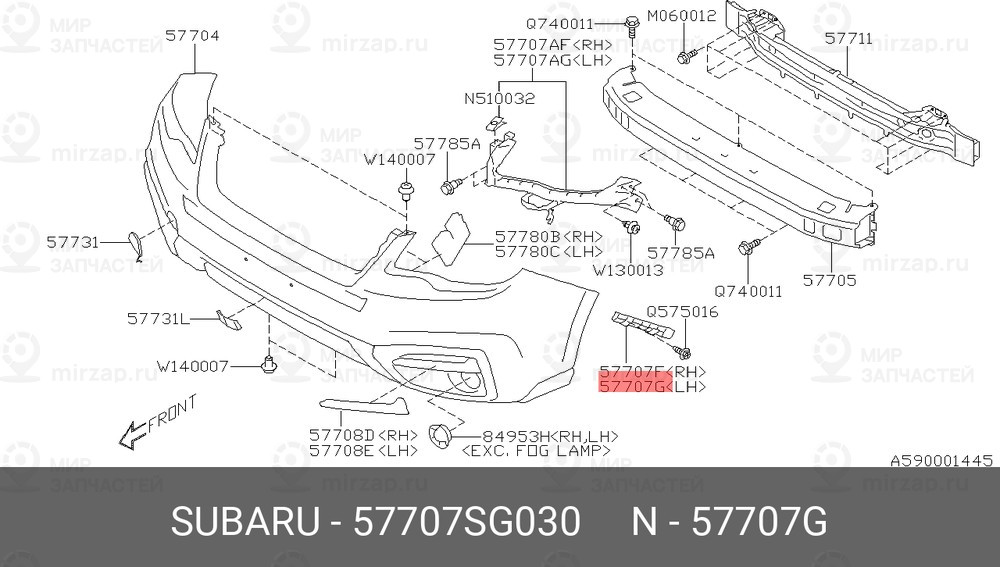 Запчасть SUBARU 57707SG030