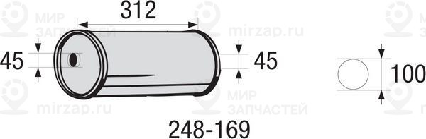 Средний глушитель выхлопных газов, универсальный BOSAL 248169