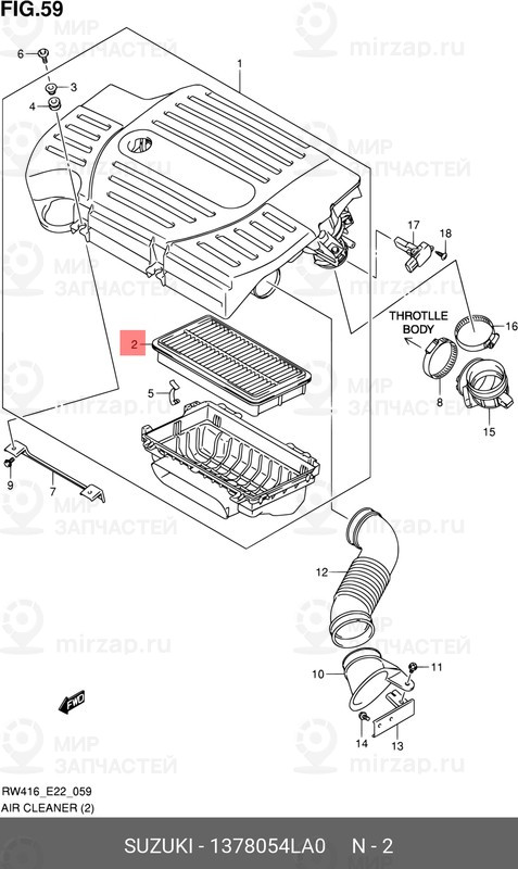 Запчасть SUZUKI 1378054LA0