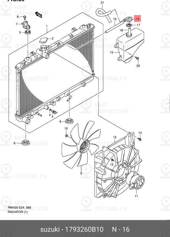 Запчасть SUZUKI 1793260B10