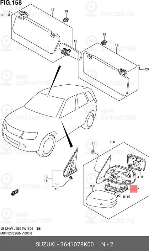 Запчасть SUZUKI 3641078K00