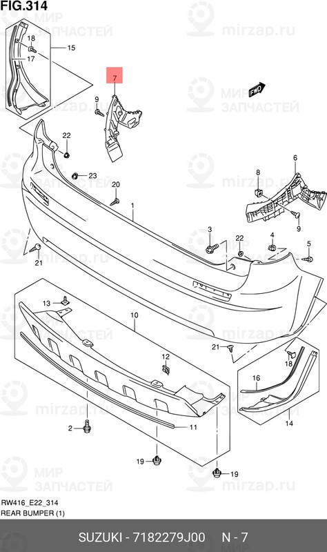 Запчасть SUZUKI 7182279J00
