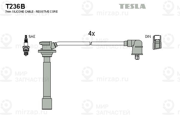 Комплект проводов зажигания TESLA T236B