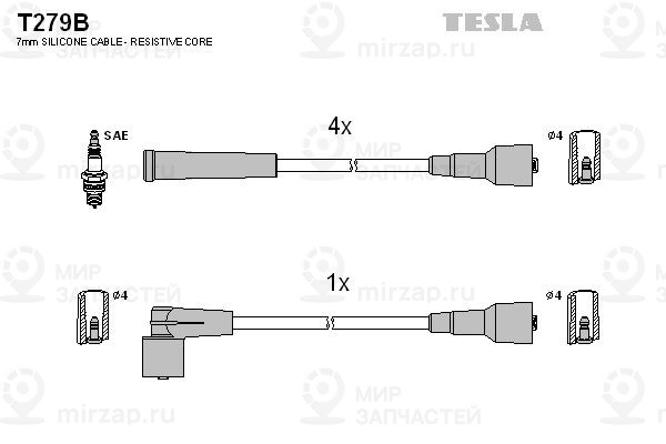 Комплект проводов зажигания TESLA T279B