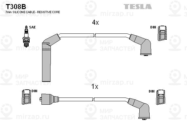 Комплект проводов зажигания TESLA T308B