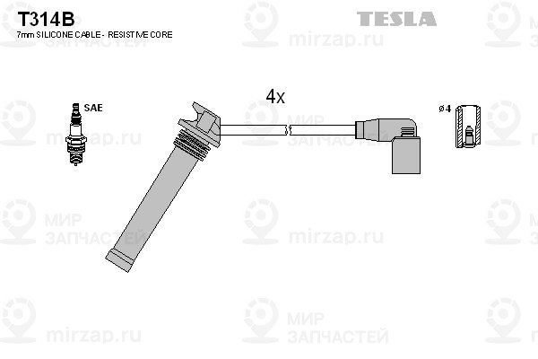 Комплект проводов зажигания TESLA T314B