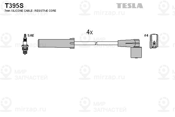 Комплект проводов зажигания TESLA T395S