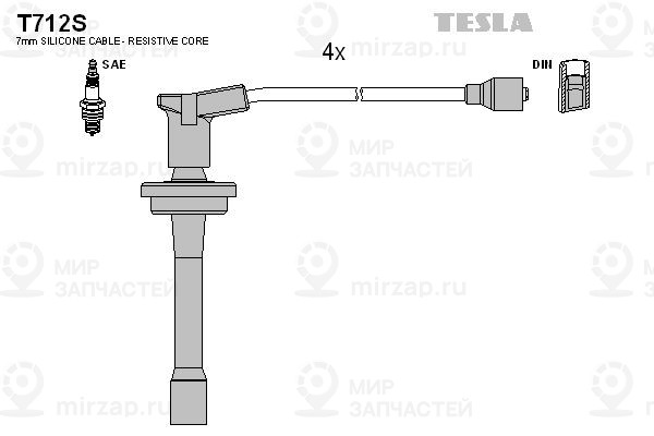Комплект проводов зажигания TESLA T712S