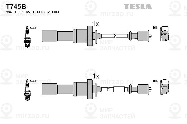 Комплект проводов зажигания TESLA T745B
