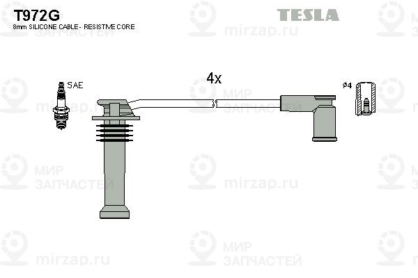 Комплект проводов зажигания TESLA T972G