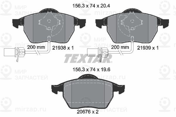 Комплект тормозных колодок, дисковый тормоз TEXTAR 2193801