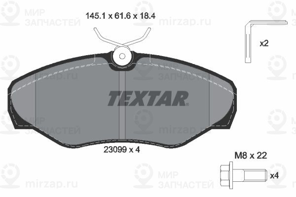Комплект тормозных колодок, дисковый тормоз TEXTAR 2309902
