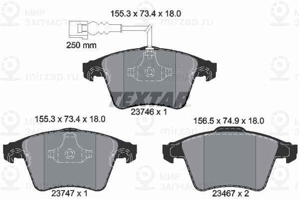 Комплект тормозных колодок, дисковый тормоз TEXTAR 2374601
