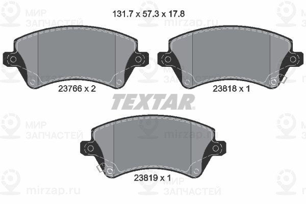 Комплект тормозных колодок, дисковый тормоз TEXTAR 2376601