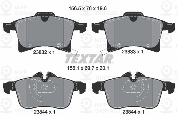 Комплект тормозных колодок, дисковый тормоз TEXTAR 2383201