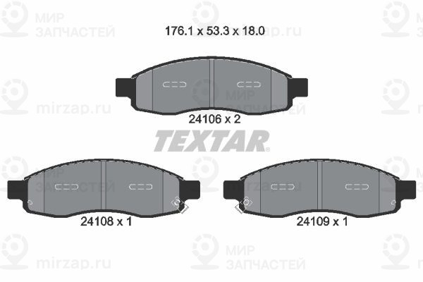 Комплект тормозных колодок, дисковый тормоз TEXTAR 2410601