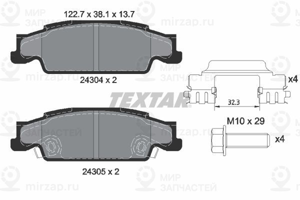 Комплект тормозных колодок, дисковый тормоз TEXTAR 2430402