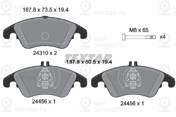 Комплект тормозных колодок, дисковый тормоз TEXTAR 2431001