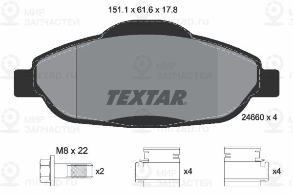 Комплект тормозных колодок, дисковый тормоз TEXTAR 2466001