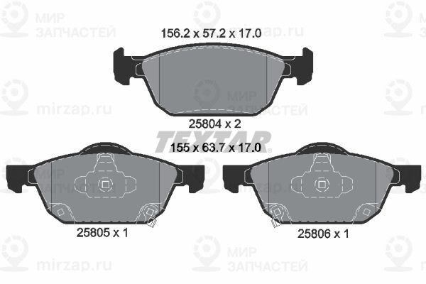 Комплект тормозных колодок, дисковый тормоз TEXTAR 2580401