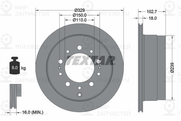 Тормозной диск TEXTAR 92172803