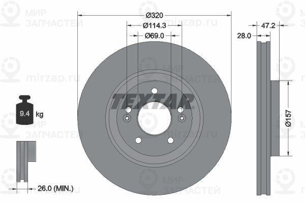 Тормозной диск TEXTAR 92306303