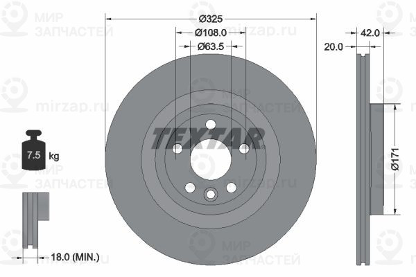 Тормозной диск TEXTAR 92314305