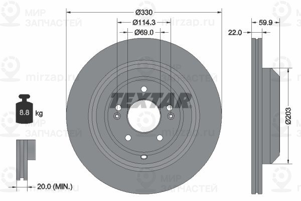 Тормозной диск TEXTAR 92314905