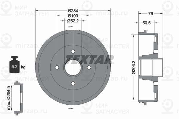 Тормозной барабан TEXTAR 94019700