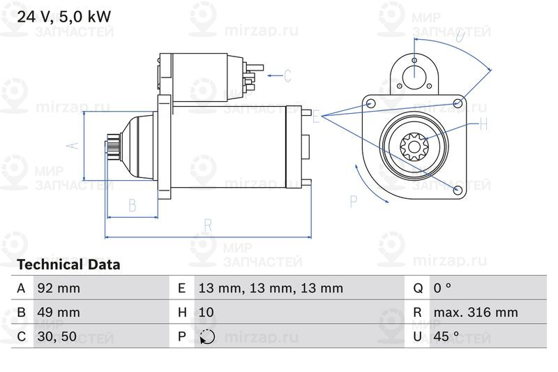 Стартер BOSCH 0986023430