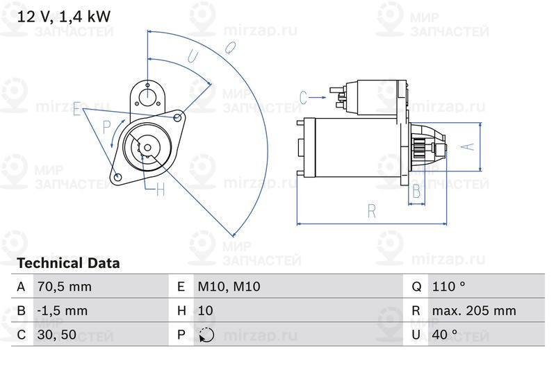 Стартер BOSCH 0986025960