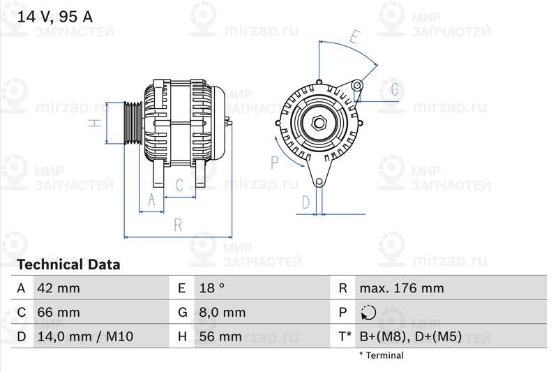 Генератор BOSCH 0986038791