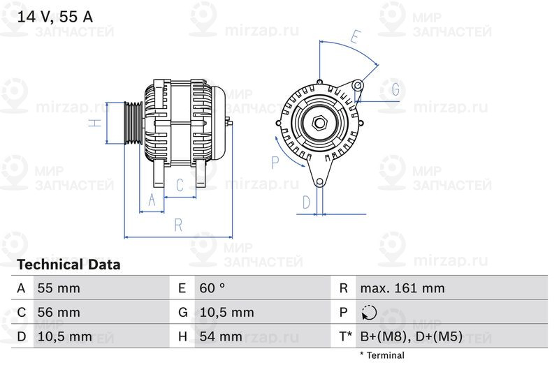 Генератор BOSCH 0986041820