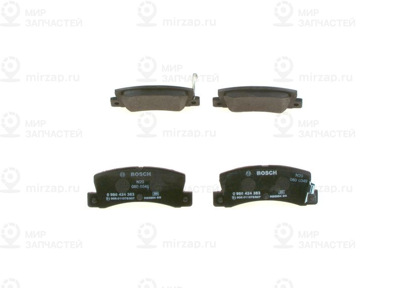 Комплект тормозных колодок, дисковый тормоз BOSCH 0986424383