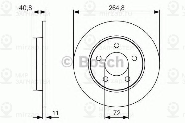 Торм.диск Зад.[265X11] 5 Отв. Min 2
 BOSCH 0986479S50
