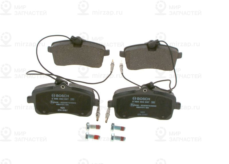 Комплект тормозных колодок, дисковый тормоз BOSCH 0986494097