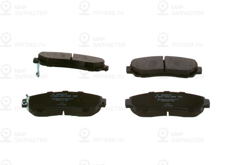 Комплект тормозных колодок, дисковый тормоз BOSCH 0986494308