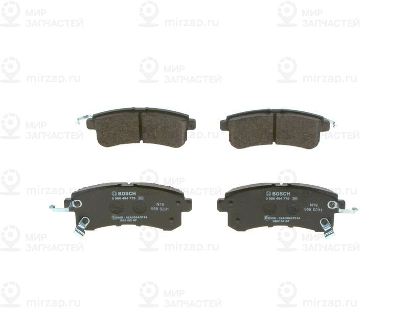 Комплект тормозных колодок, дисковый тормоз BOSCH 0986494778
