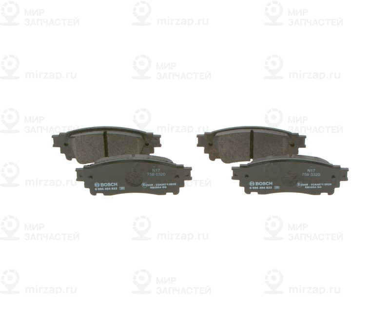Комплект тормозных колодок, дисковый тормоз BOSCH 0986494822
