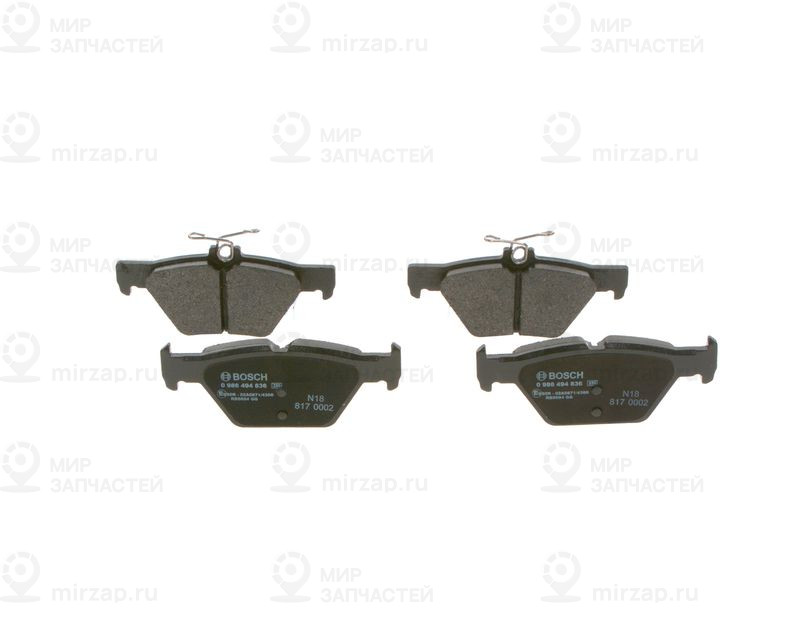 Комплект тормозных колодок, дисковый тормоз BOSCH 0986494836
