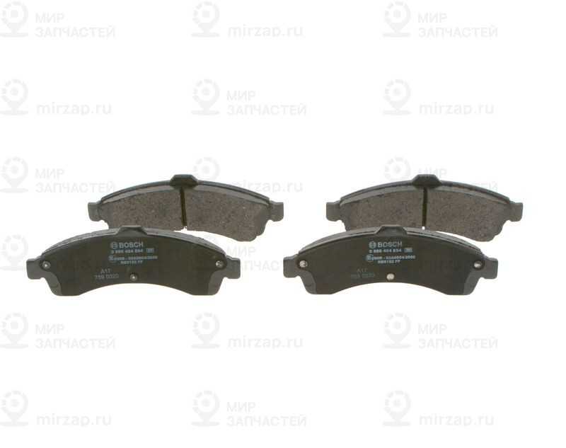 Комплект тормозных колодок, дисковый тормоз BOSCH 0986494854
