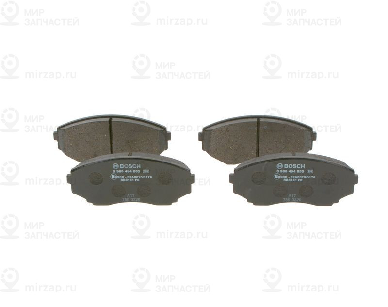 Комплект тормозных колодок, дисковый тормоз BOSCH 0986494855