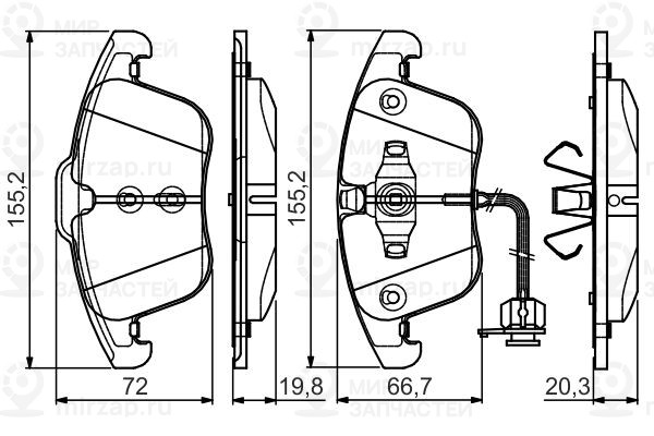 Комплект тормозных колодок, дисковый тормоз BOSCH 0986495129