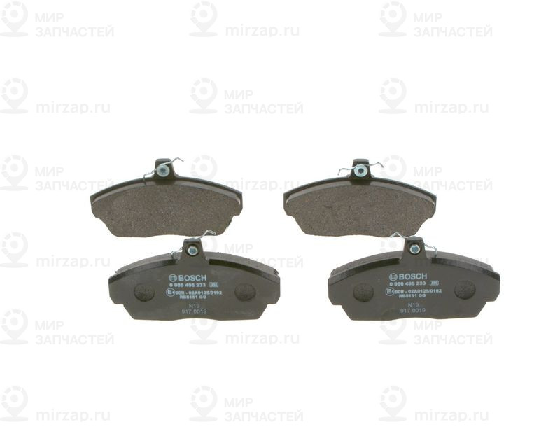 Комплект тормозных колодок, дисковый тормоз BOSCH 0986495233